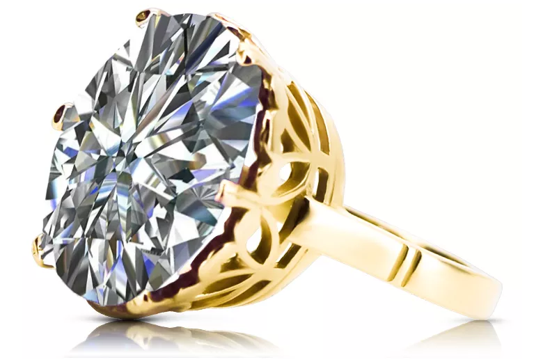 Циркон 14-кв Желтое золото Кольцо Винтаж vrc130y